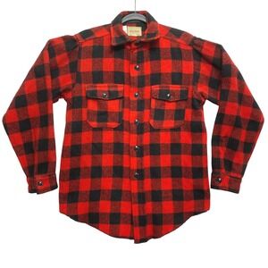 Melton Wintermaster Shirt Mens 15 Red Black Buffalo Check Wool Blend Flannel